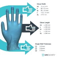 Pk 100 Unicare Powder Free Blue Vinyl Medium Gloves