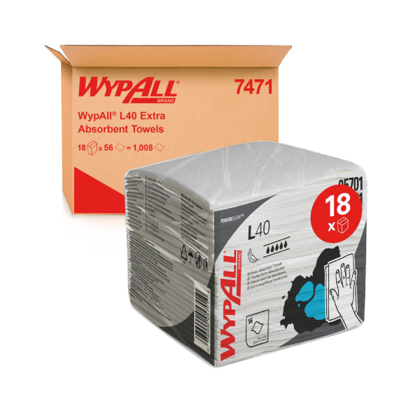 WypAll 7471 L40 1/4 Folded Extra Absorbent Wipes L40 1008 Wipes