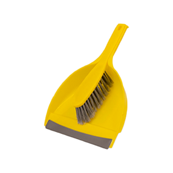 HB 330 X 203MM DUSTPAN WITH SOFT BANISTER BRUSH - YELLOW