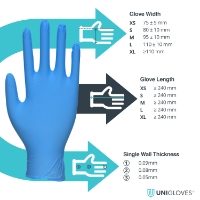 Pk 100 Unicare Powder Free Nitrile Blue Small Gloves