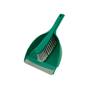 HB  330 X 203MM DUSTPAN WITH SOFT BANISTER BRUSH - GREEN