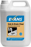 4x2.5 Litre Evans Sink & Drain Clear - Grease and Fat Emulsifier