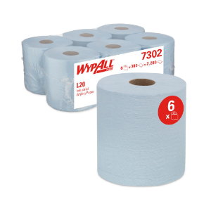 WypAll 7302 L20 2 Ply Blue Centrefeed Rolls 6x152m
